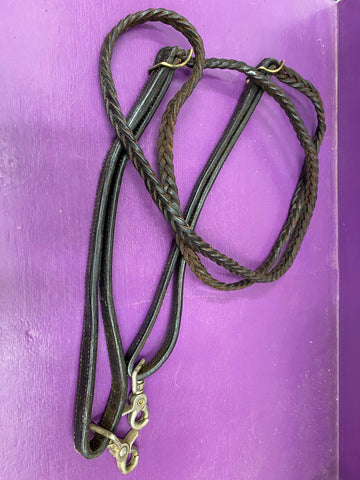 Used leather braided single rein